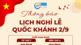 Thông báo Lịch nghỉ lễ Quốc Khánh